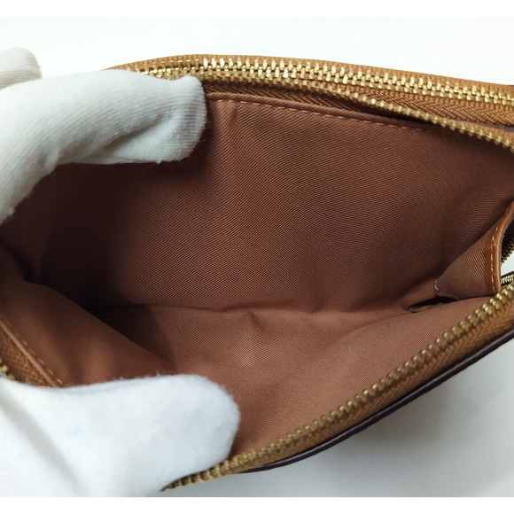 Coach Brown Pebbled Leather Double Zipper Closure Credit Card Wristlet - Wallet - Picture 13 of 13